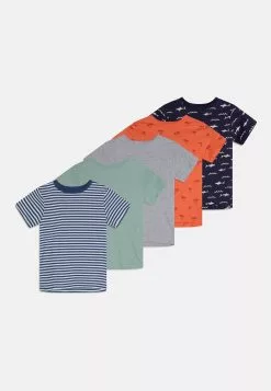 Friboo 5 Pack Unisex - T-Shirt Print - Multi-Coloured/Blue/White