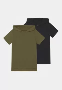 Aanbiedingen Kleding Trend Winkel 9 Friboo Unisex 2 Pack - T-Shirt Basic - Khaki/Black