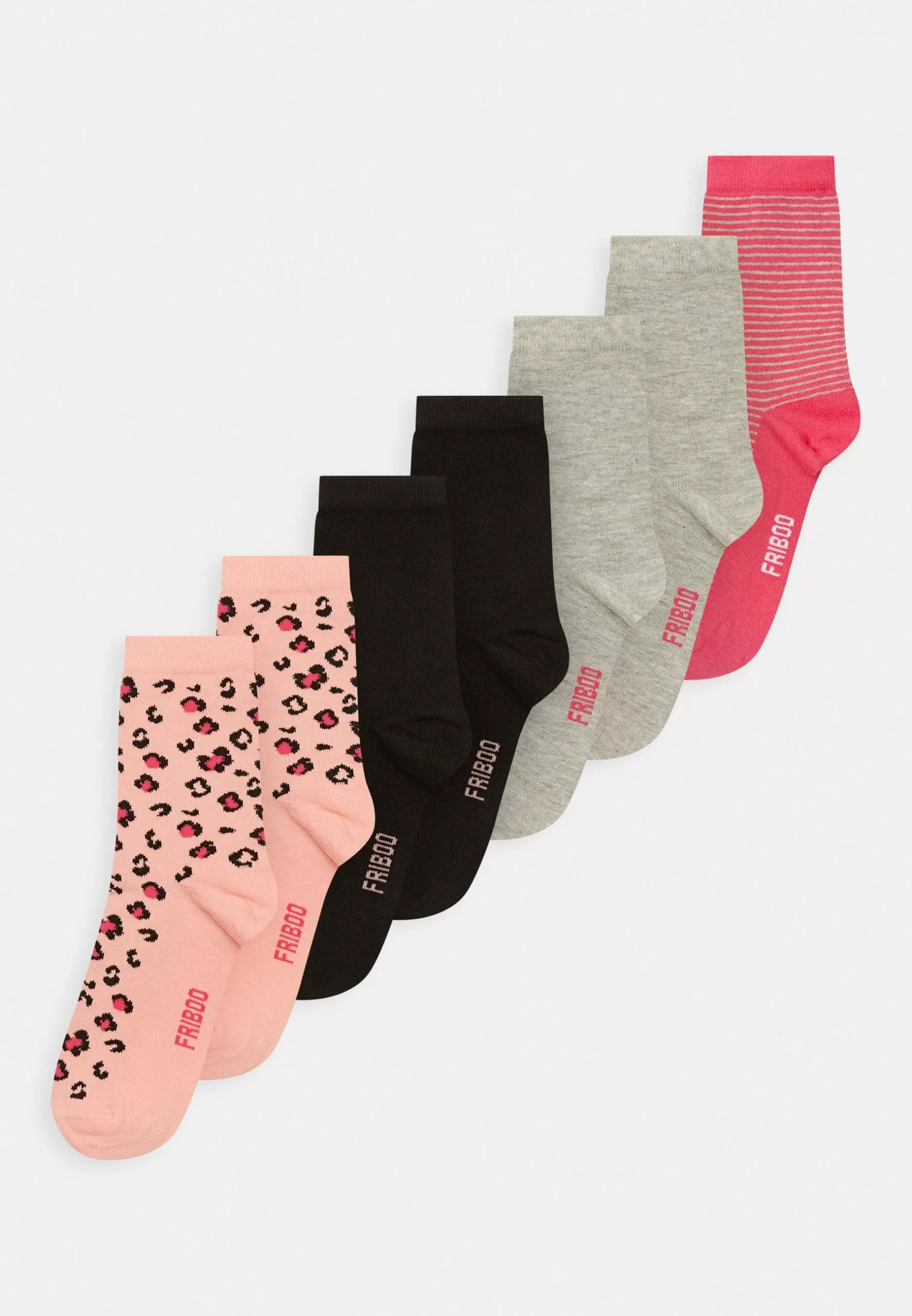 Friboo Girls 7 Pack - Sokken - Grey/Pink/Black 1 Friboo Girls 7 Pack - Sokken - Grey/Pink/Black